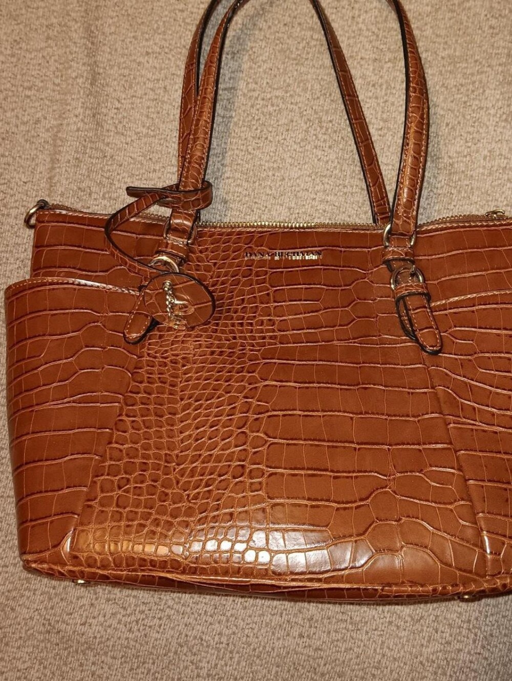 Dana Buchman Cognac Croc-Embossed Tote